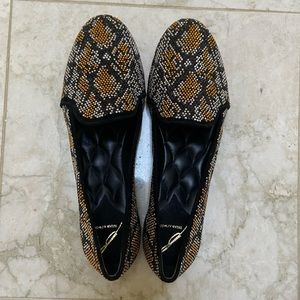 Black Metallic Crystal Brian Atwood Slippers
